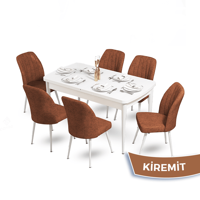 masa beyaz sandalyeler kiremit