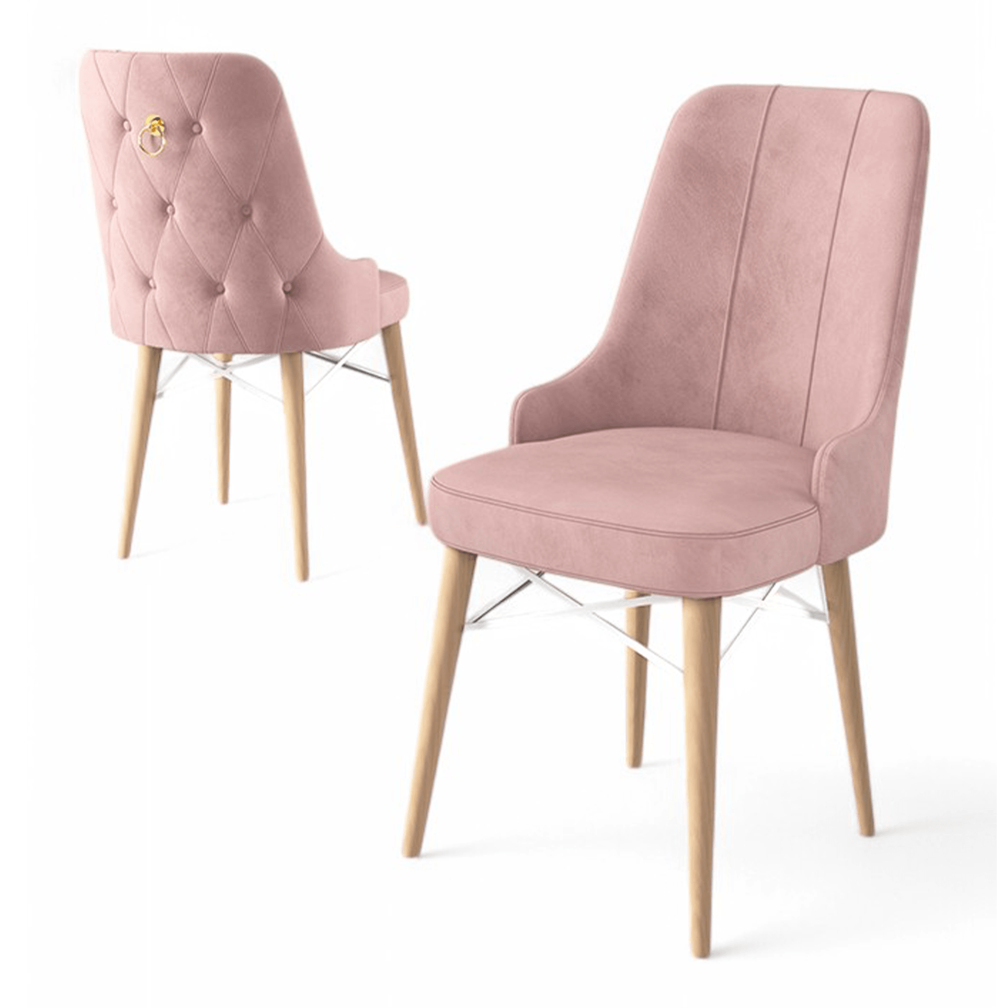 sandalye pembe ayak doğal ahşap