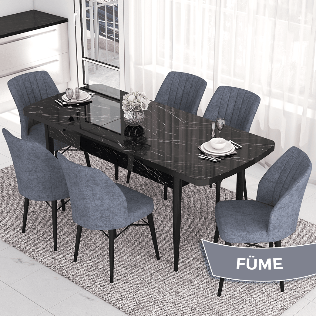masa siyah/ sandalyeler fümee