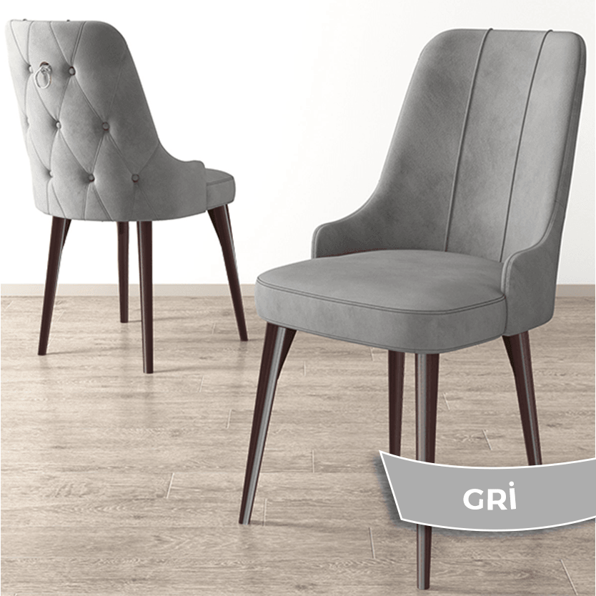 Nex Serisi 80x132 Mdf Açılabilir Gümüş Halka Barok Ahşap Desen Masa Takımı Ve 4 Sandalye
