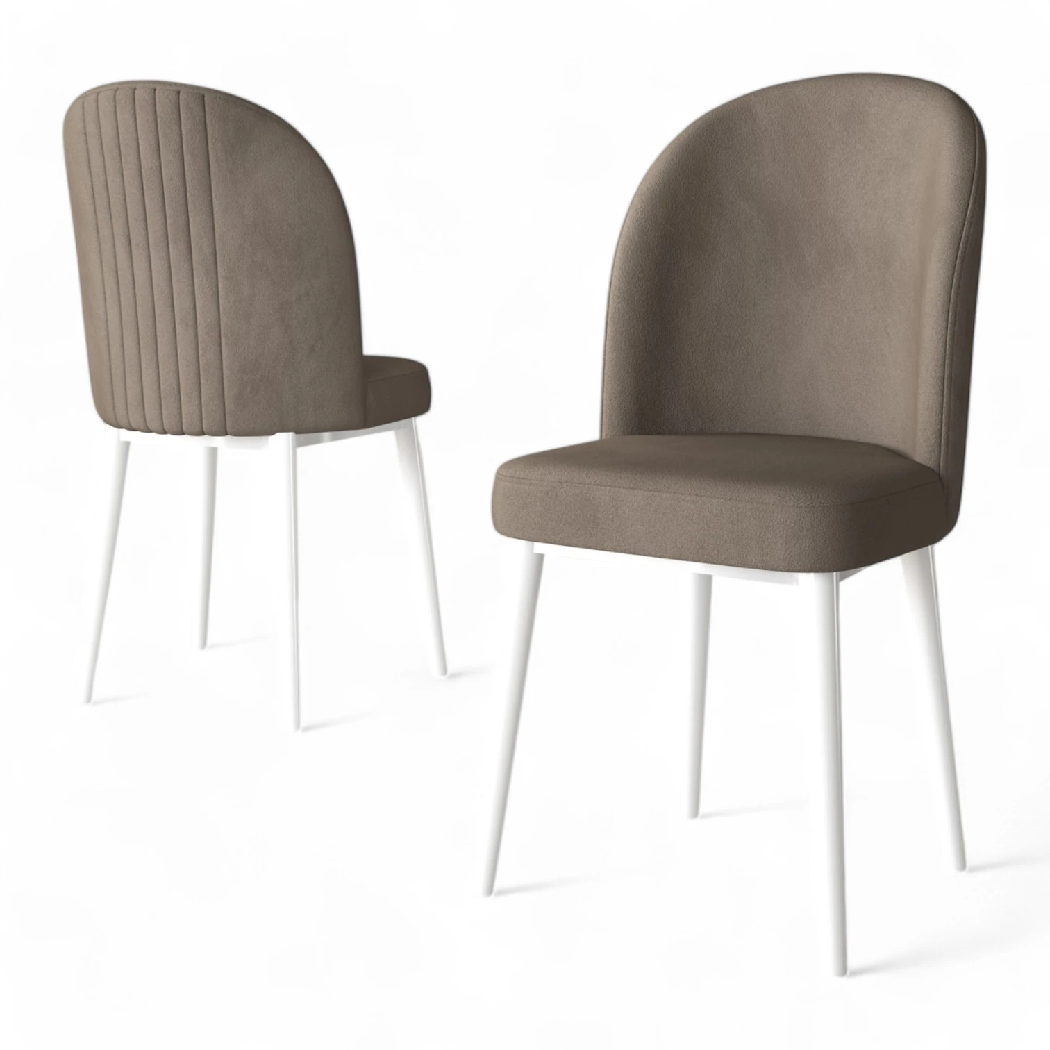 Aste Serisi 6 Adet Mutfak Sandalyesi Babyface Kumaş Beyaz Ayak