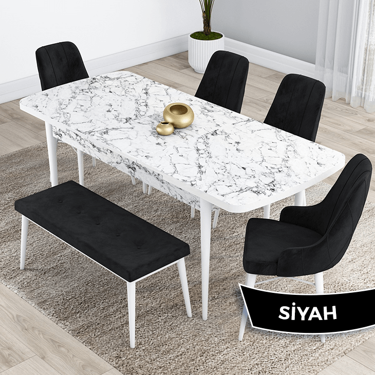 Siyah Sandalye / Beyaz Metal Ayak