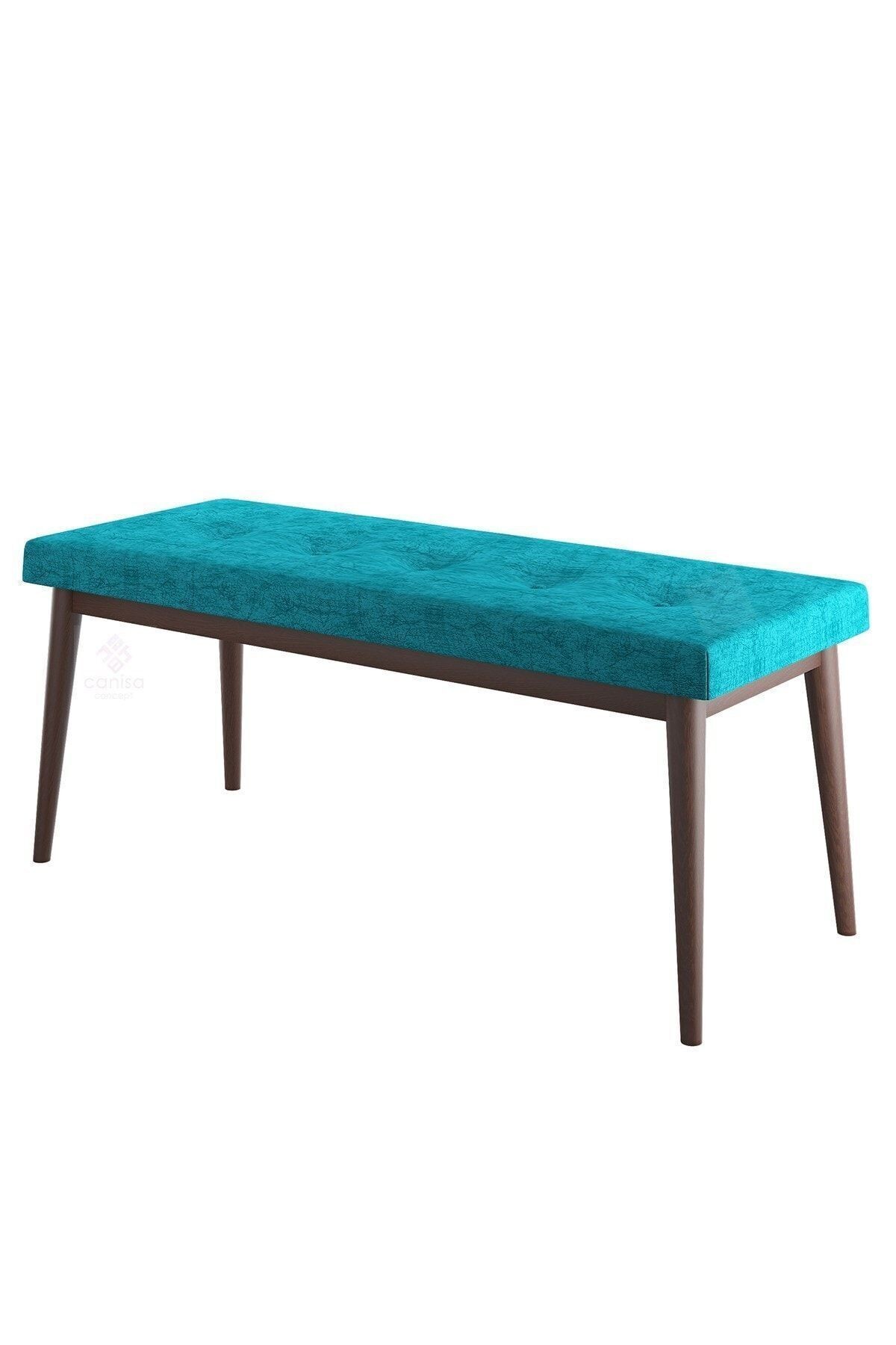 Pera Serisi Bench , Geniş Oturma Alanlı , 1. Sınıf Kumaş , Turkuaz Bench , Ceviz Gürgen Ayak