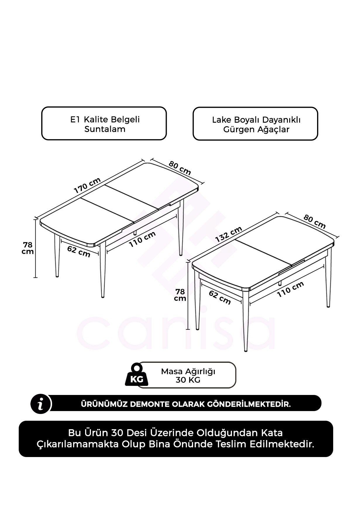Siyah Mermer Desen 80x132 Açılabilir Yemek Masası Ahşap Ayak