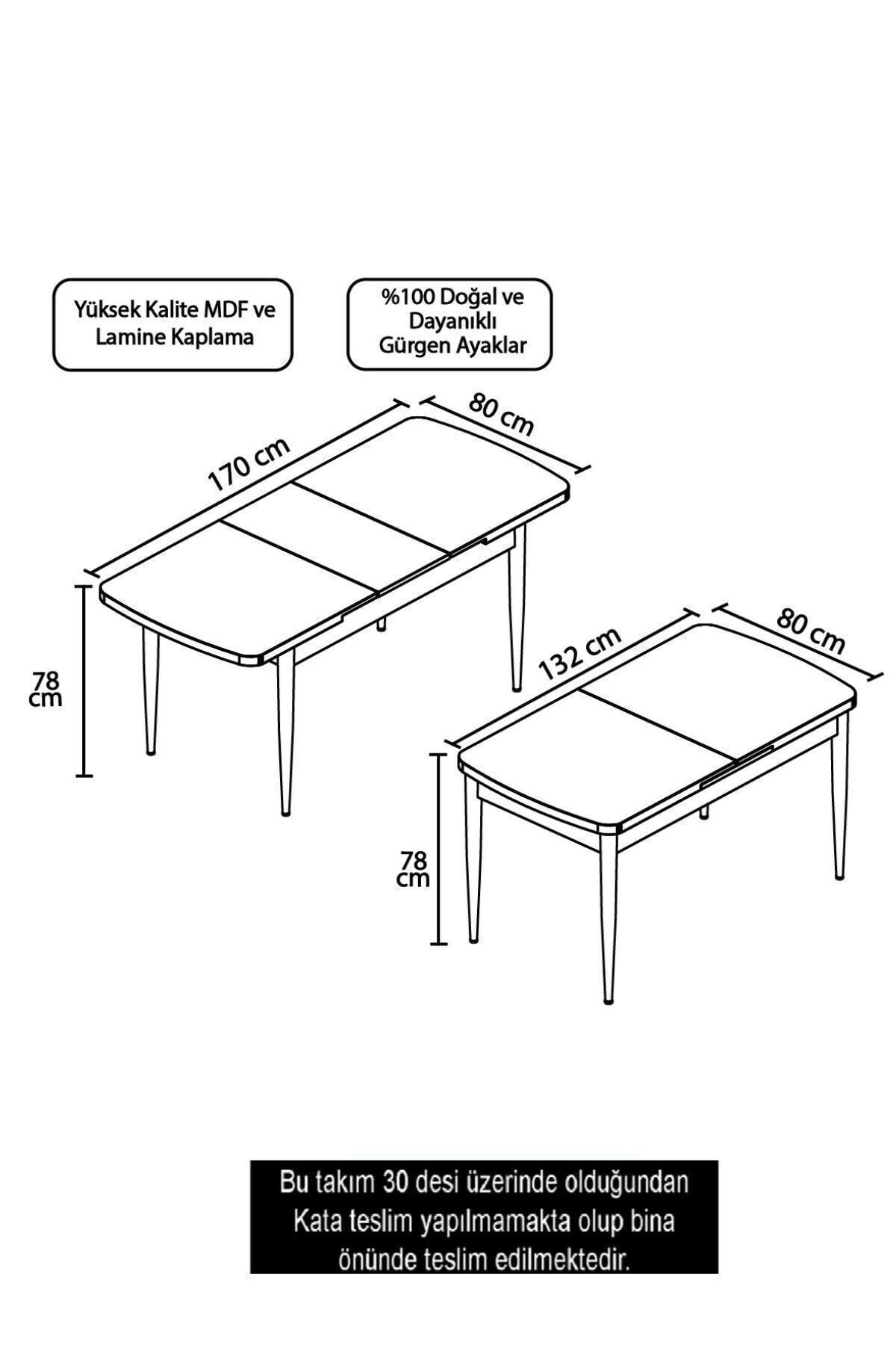Noa Serisi 80x132 Mdf Açılabilir Mutfak Masası