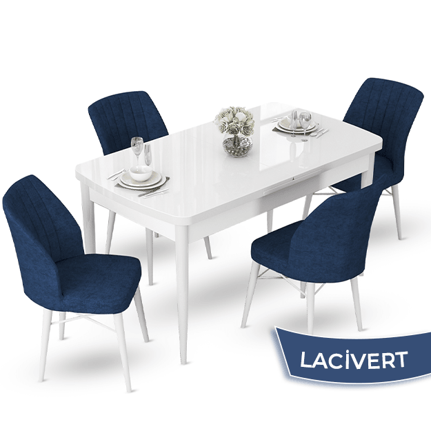 masa beyaz sandalyeler lajivert