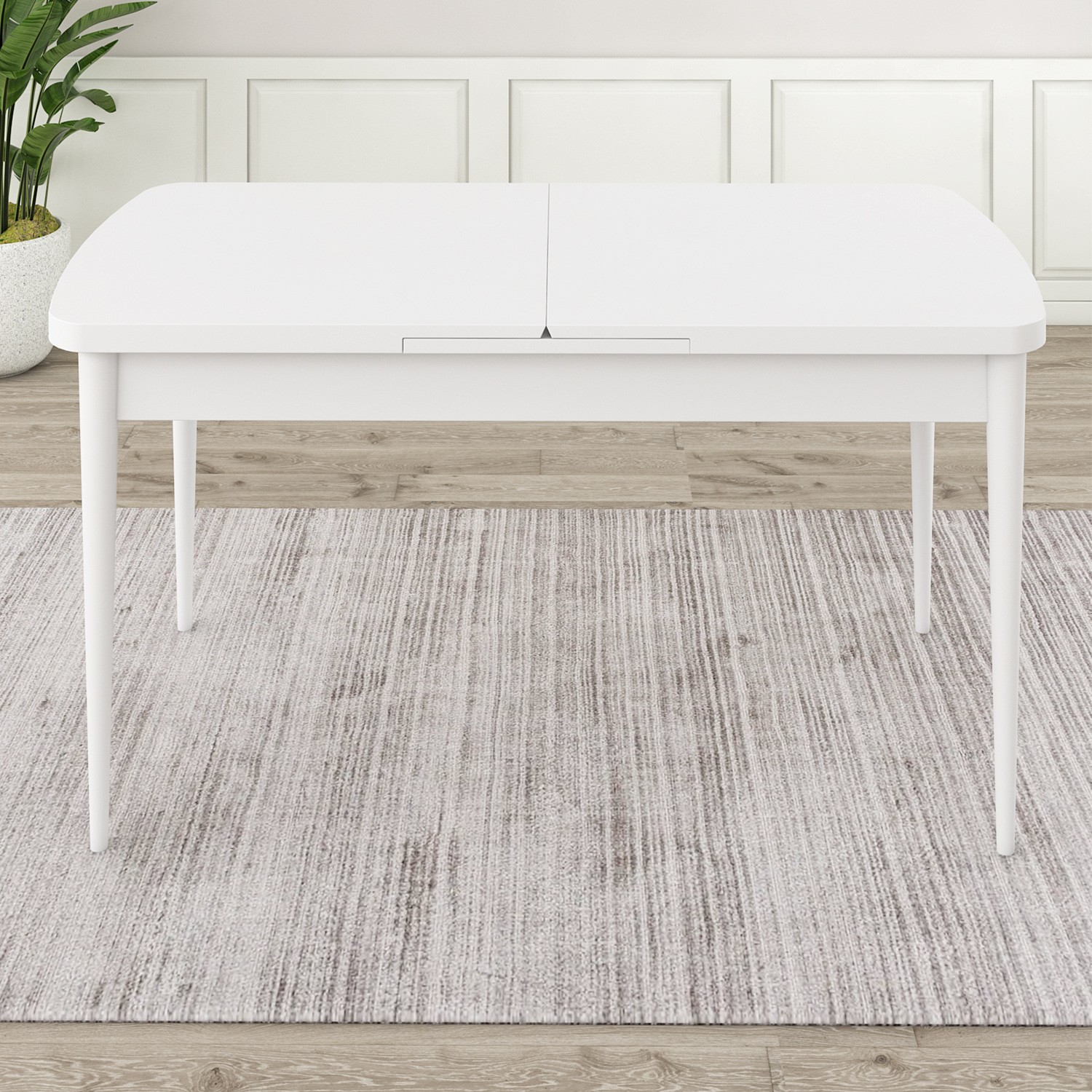 Oga Serisi 80x132 Açılabilir Beyaz Masa Takımı Ve 6 Sandalye