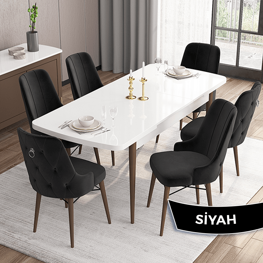 Siyah Sandalye Beyaz Masa