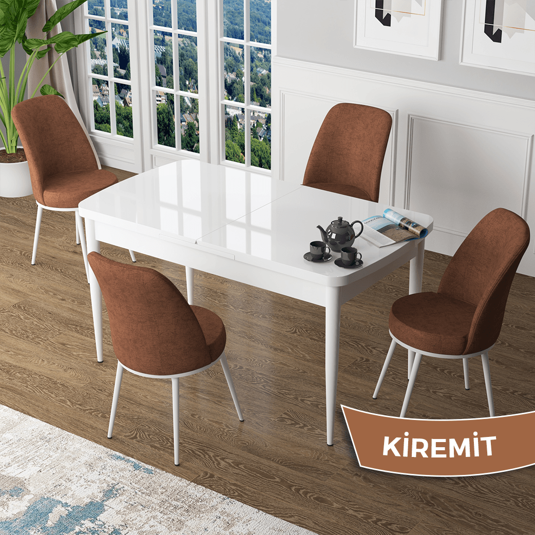 masa beyaz sandalyeler kiremit