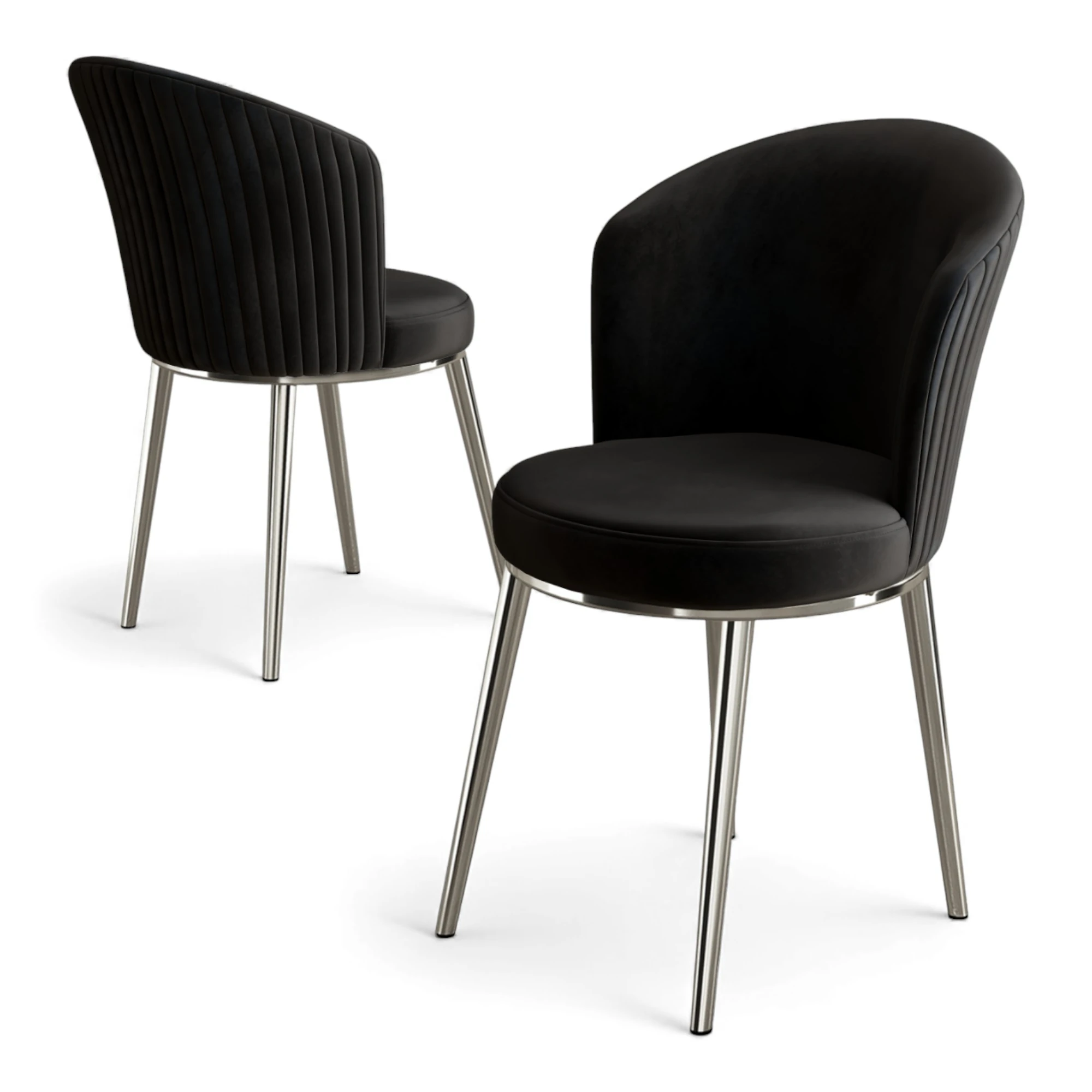 Siyah Sandalye Krom Ayak