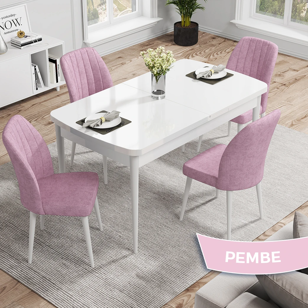 Beyaz Masa pembe sandalye