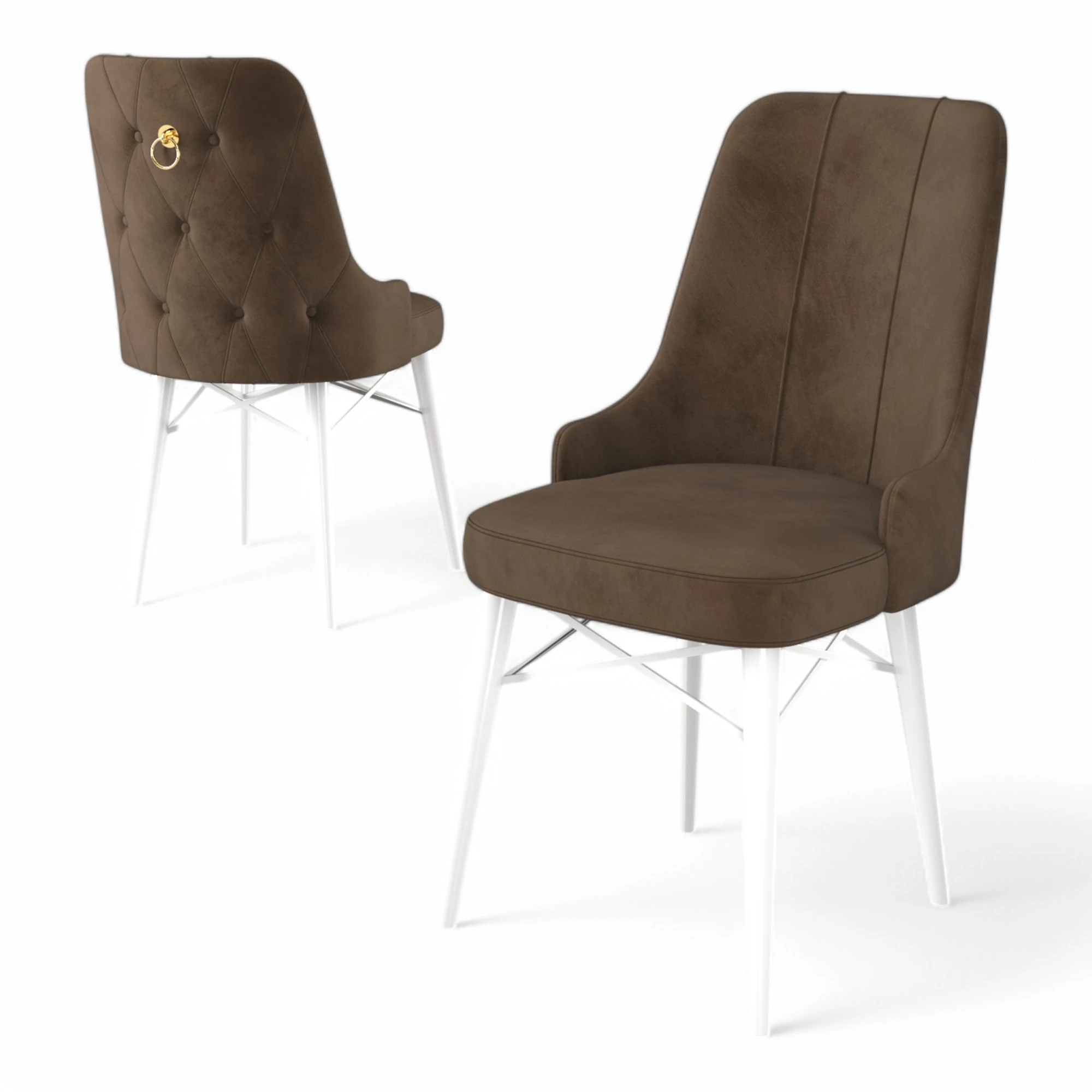 Pare Serisi 4 Adet Mutfak Sandalyesi Babyface Kumaş Beyaz Ayak