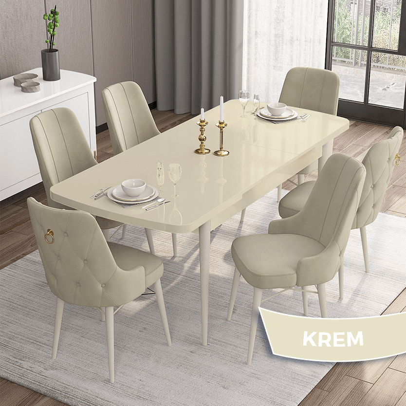 masa krem sandalye krem