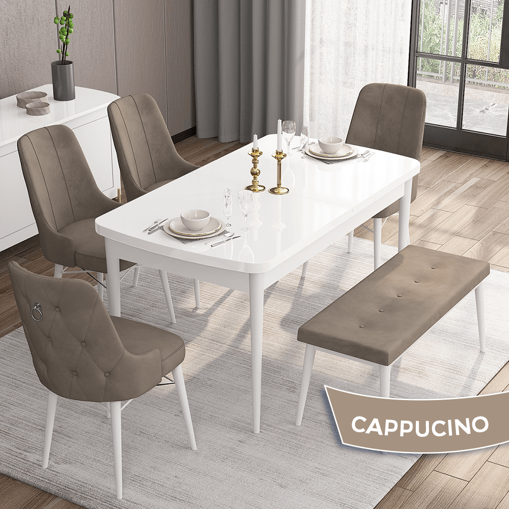 masa beyaz sandalyeler cappucıno
