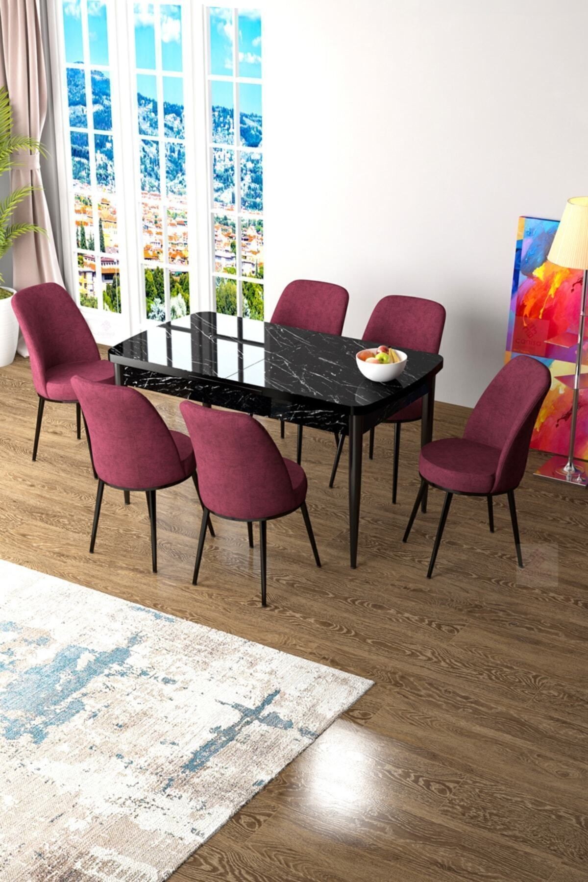masa si̇yah sandalyeler bordo
