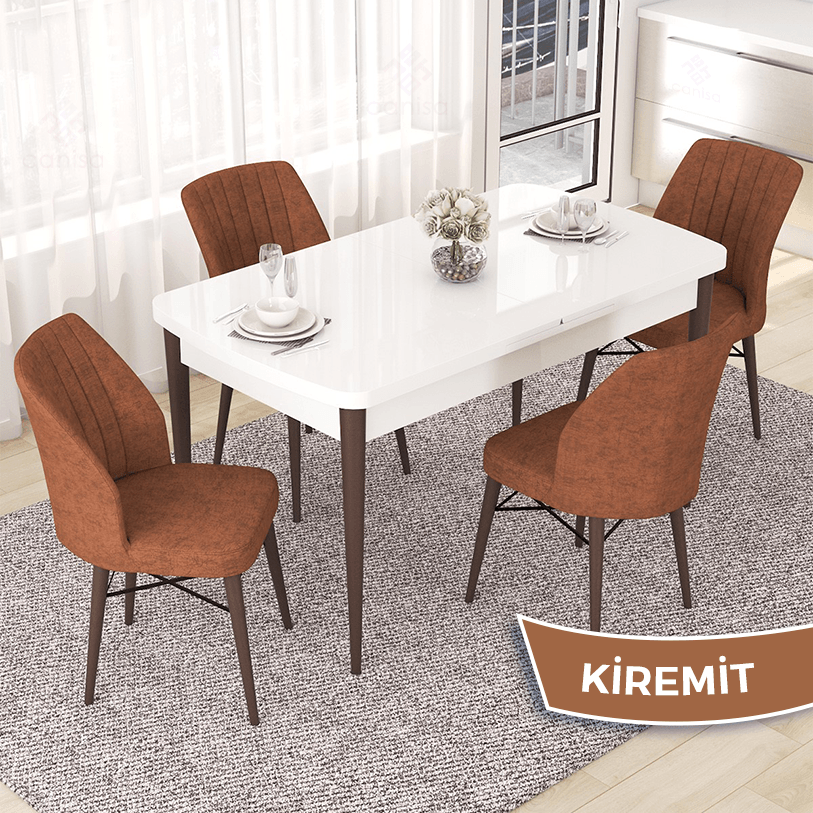 masa beyaz sandalyeler kiremit