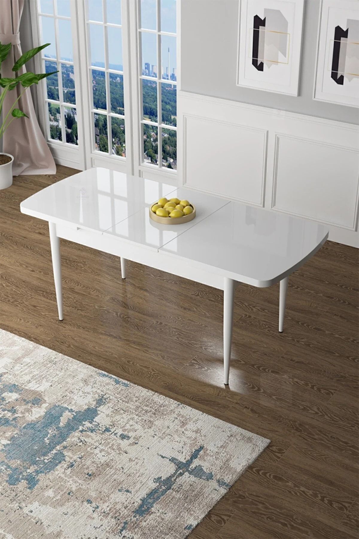 Zen Serisi 80x132 Mdf Açılabilir Beyaz Masa Takımı Ve 4 Sandalye