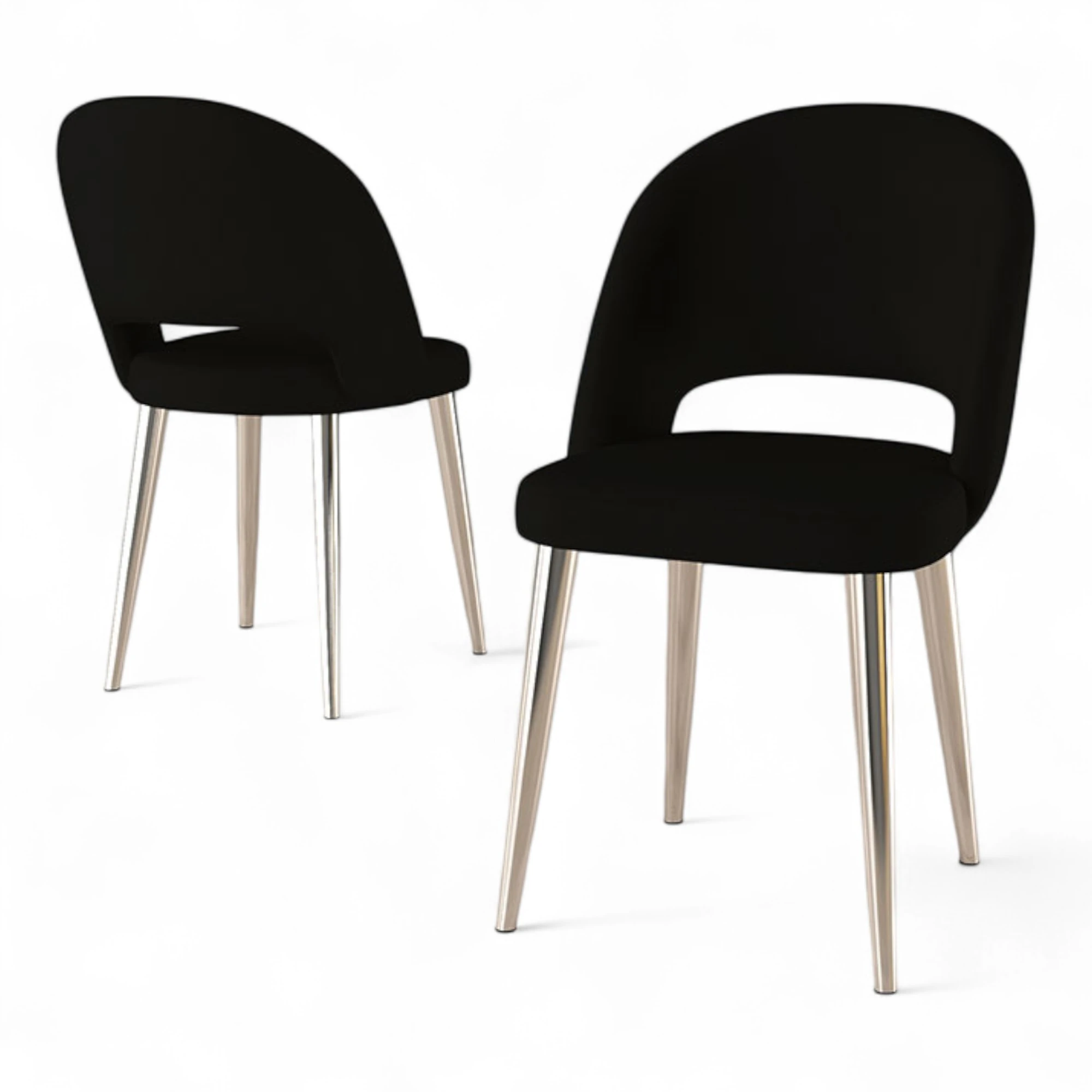 Siyah Sandalye Krom Ayak