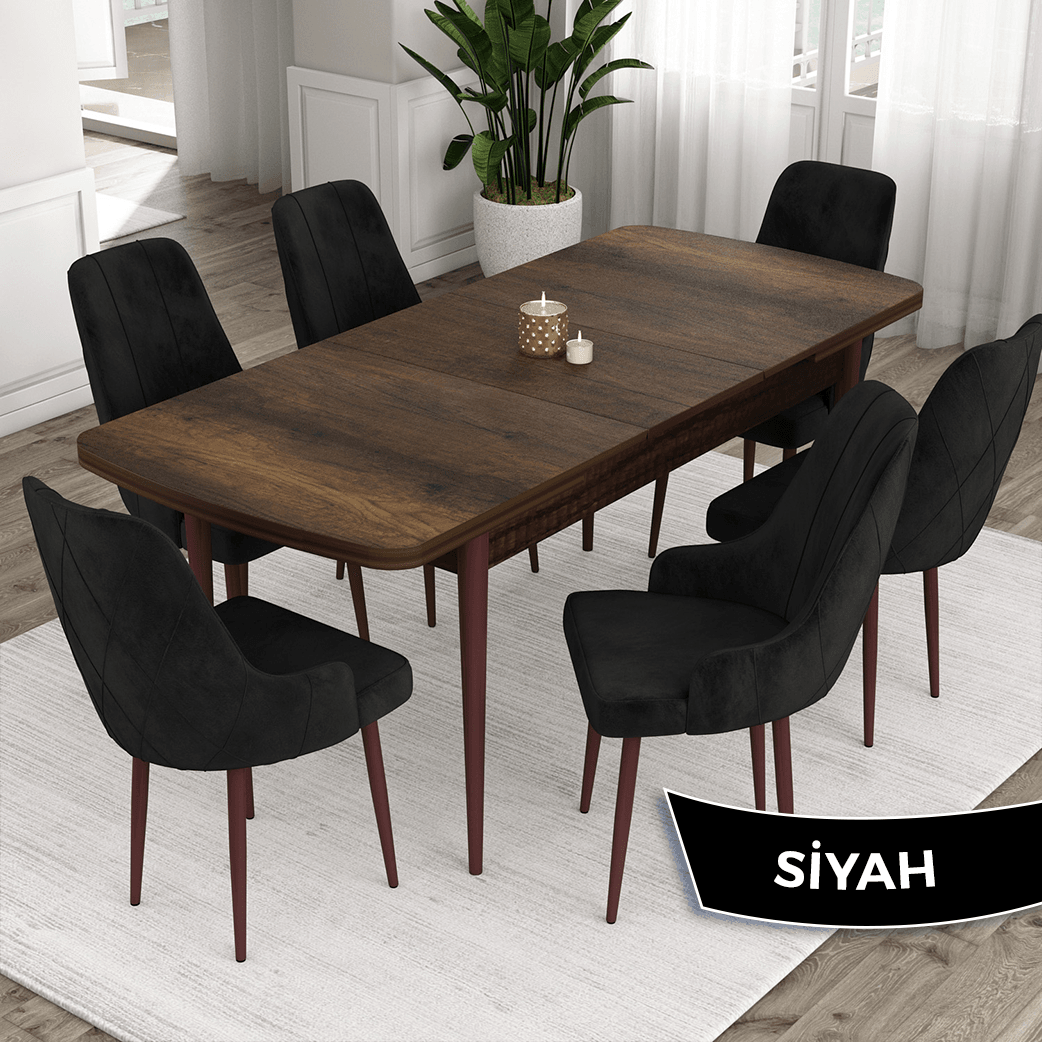 masa barok ahşap desen sandalyeler siyah