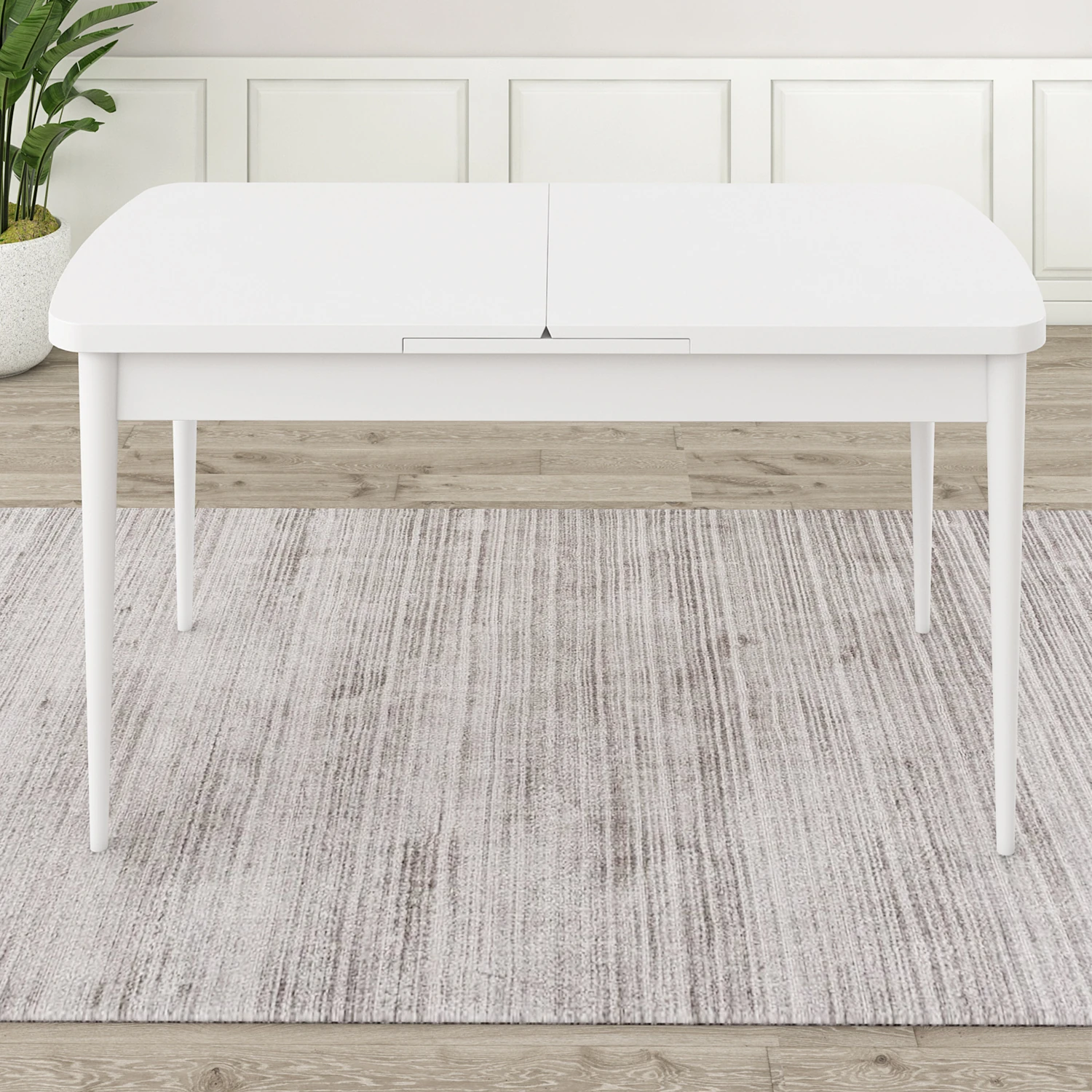 Ram Serisi 80x132 Açılabilir Beyaz Masa Takımı ve 6 Sandalye