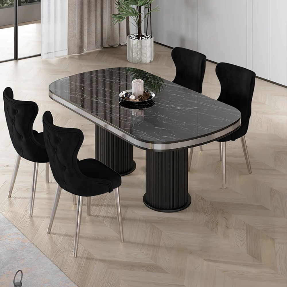 Sonata Masa Siyah Sandalye Ayaklar Krom