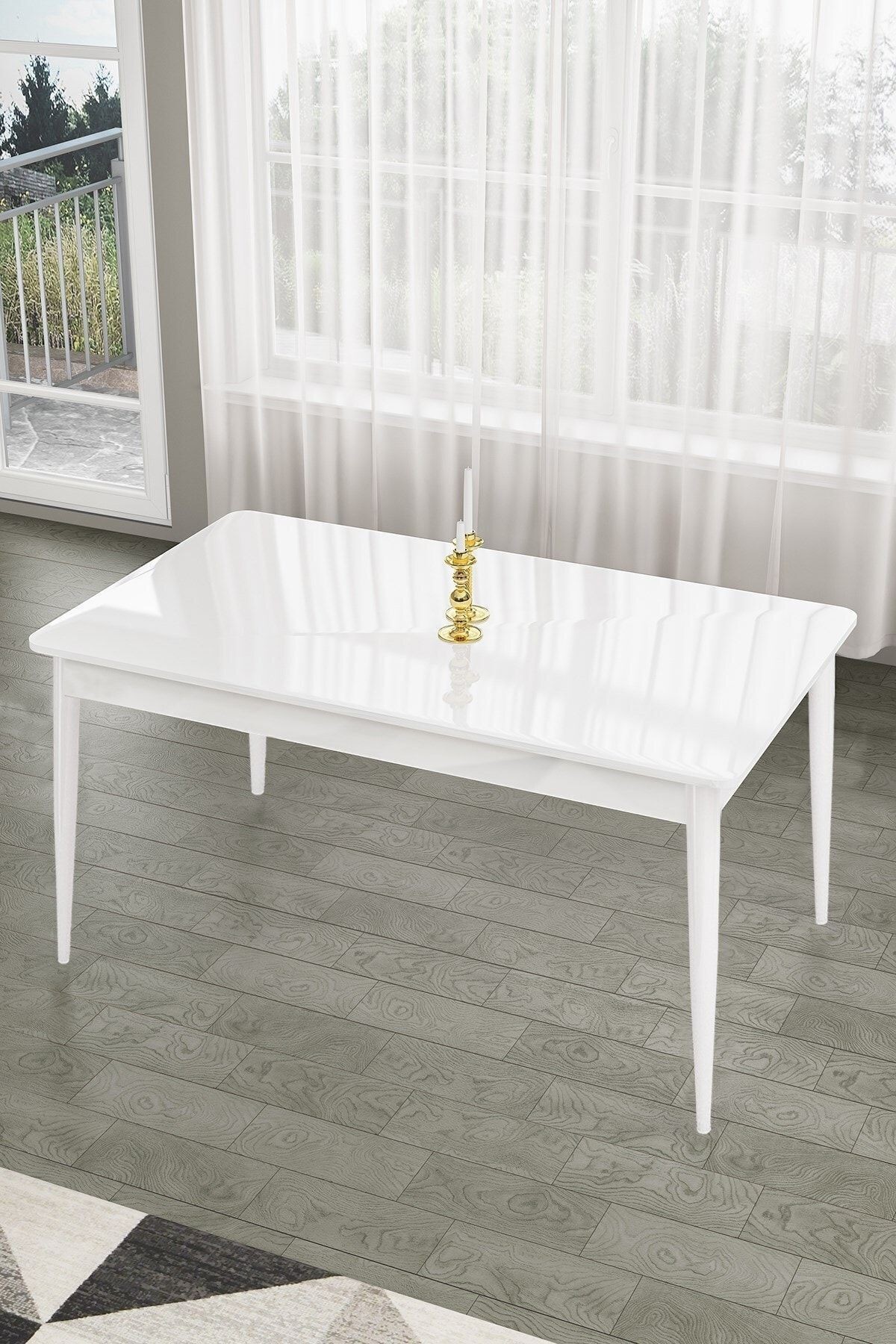 Lav Serisi 80x130 Sabit Beyaz Masa Takımı Ve 4 Sandalye