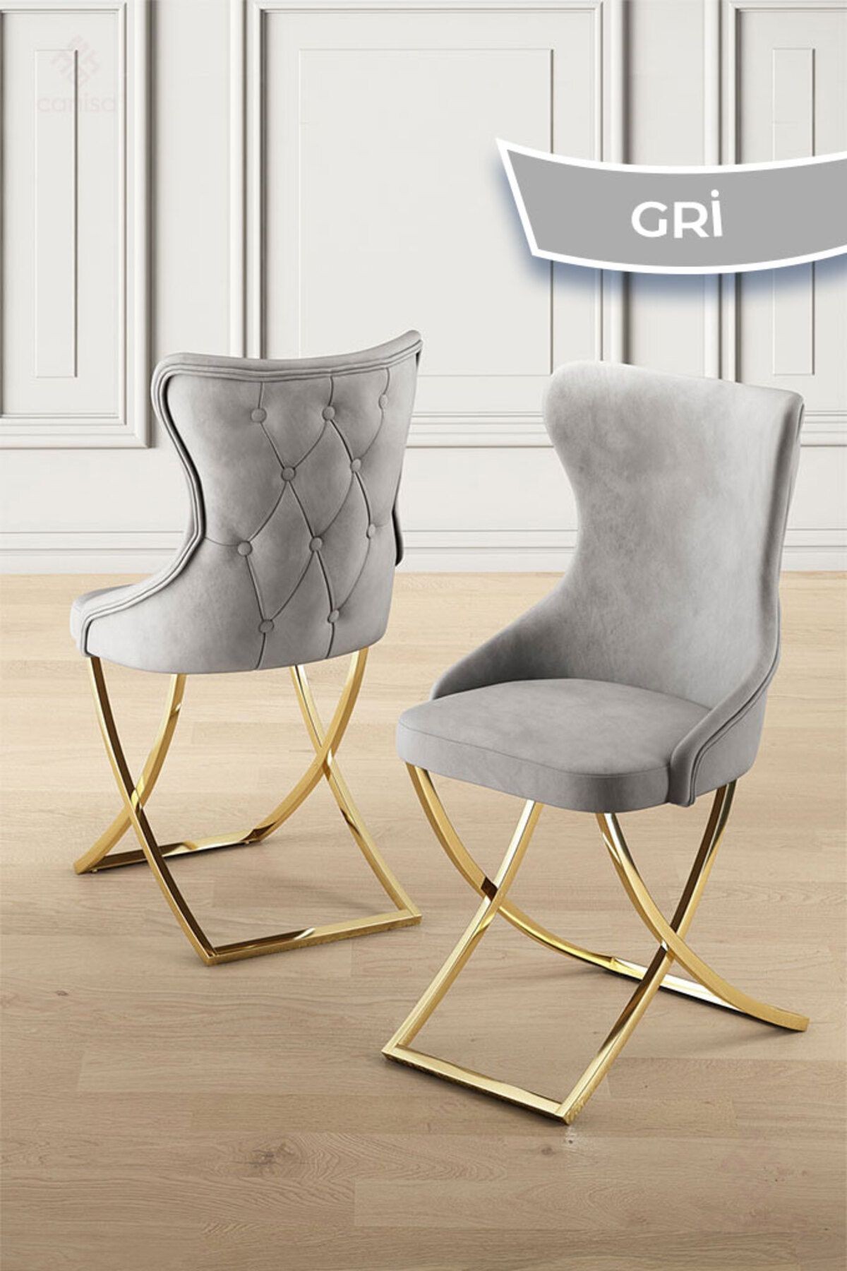 İra Serisi 90x168 Lak Panel Beyaz Mermer Desen Masa ve 6 Sandalye Gold Kaplama Ayak