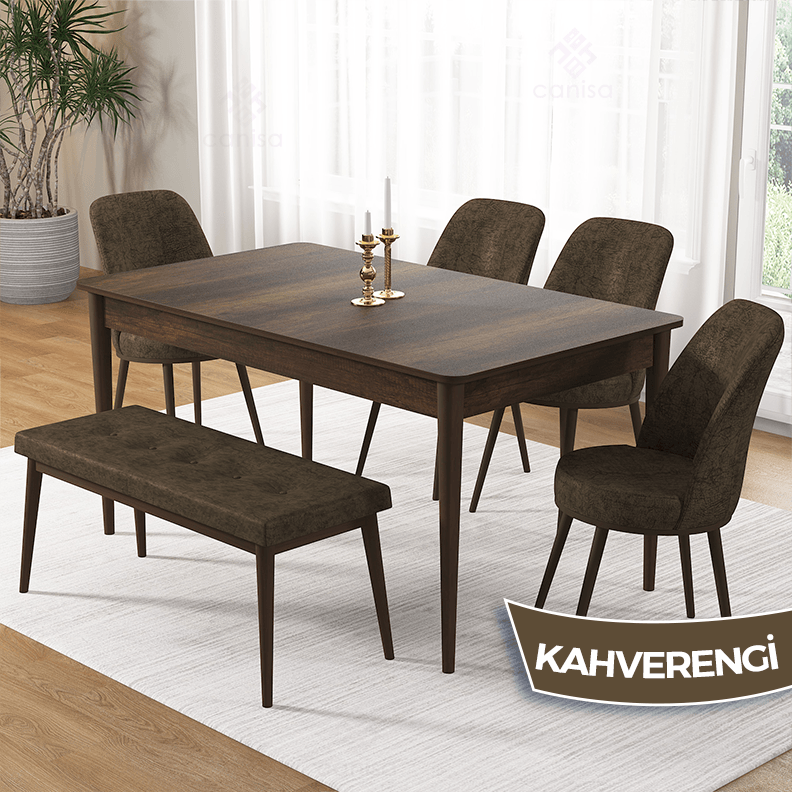 masa barok sandalye ve bench kahverengi ayak kahve