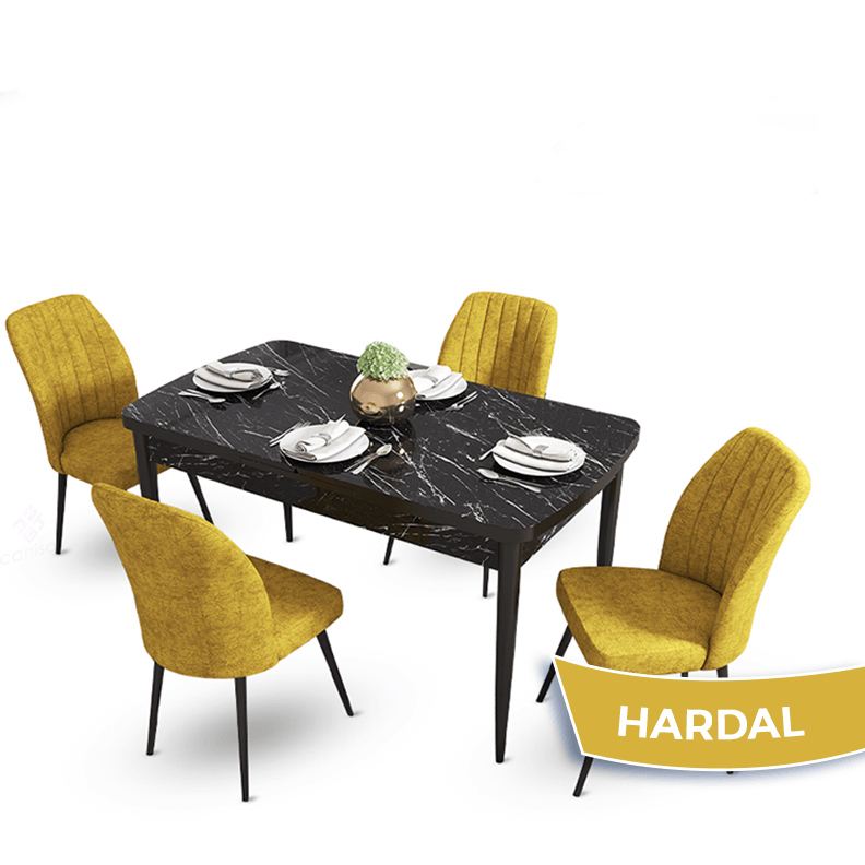 masa barok sandalyeler hardal sarısı