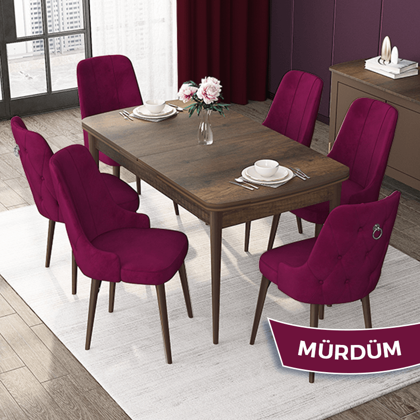 masa barok ahşap sandalyeler mürdüm