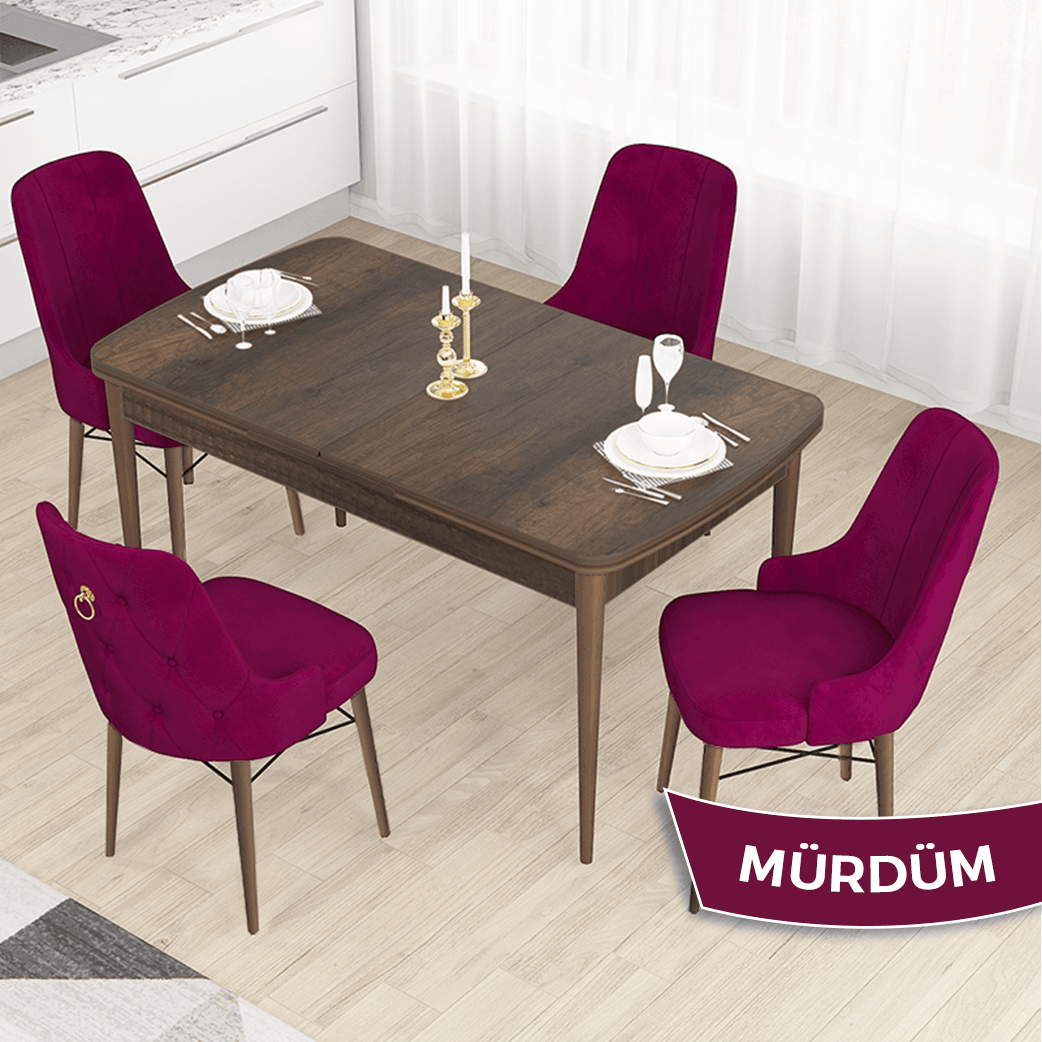 Mürdüm  Sandalye Barok Ahşap Desen Masa