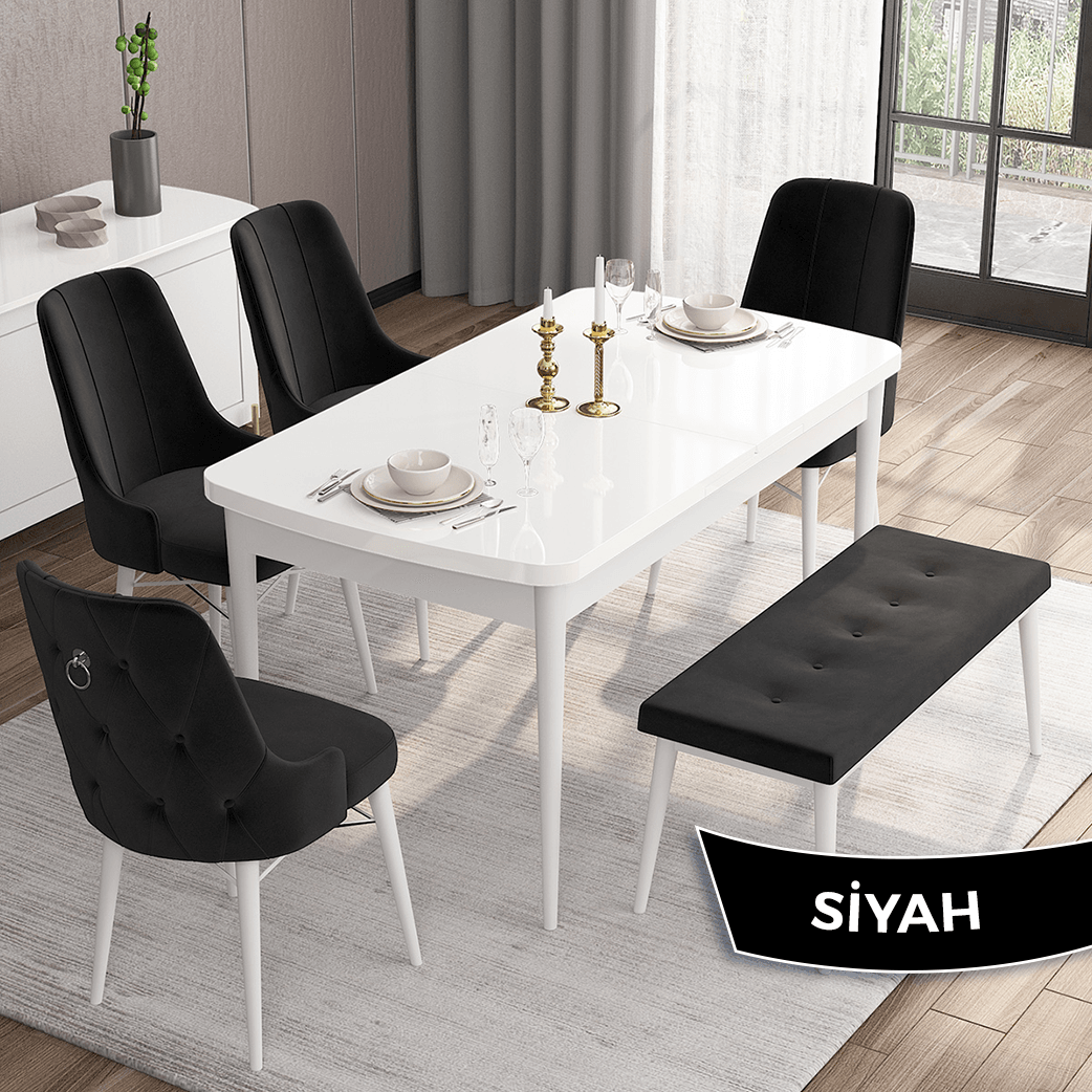 Sandalye Siyah Renk Masa Beyaz