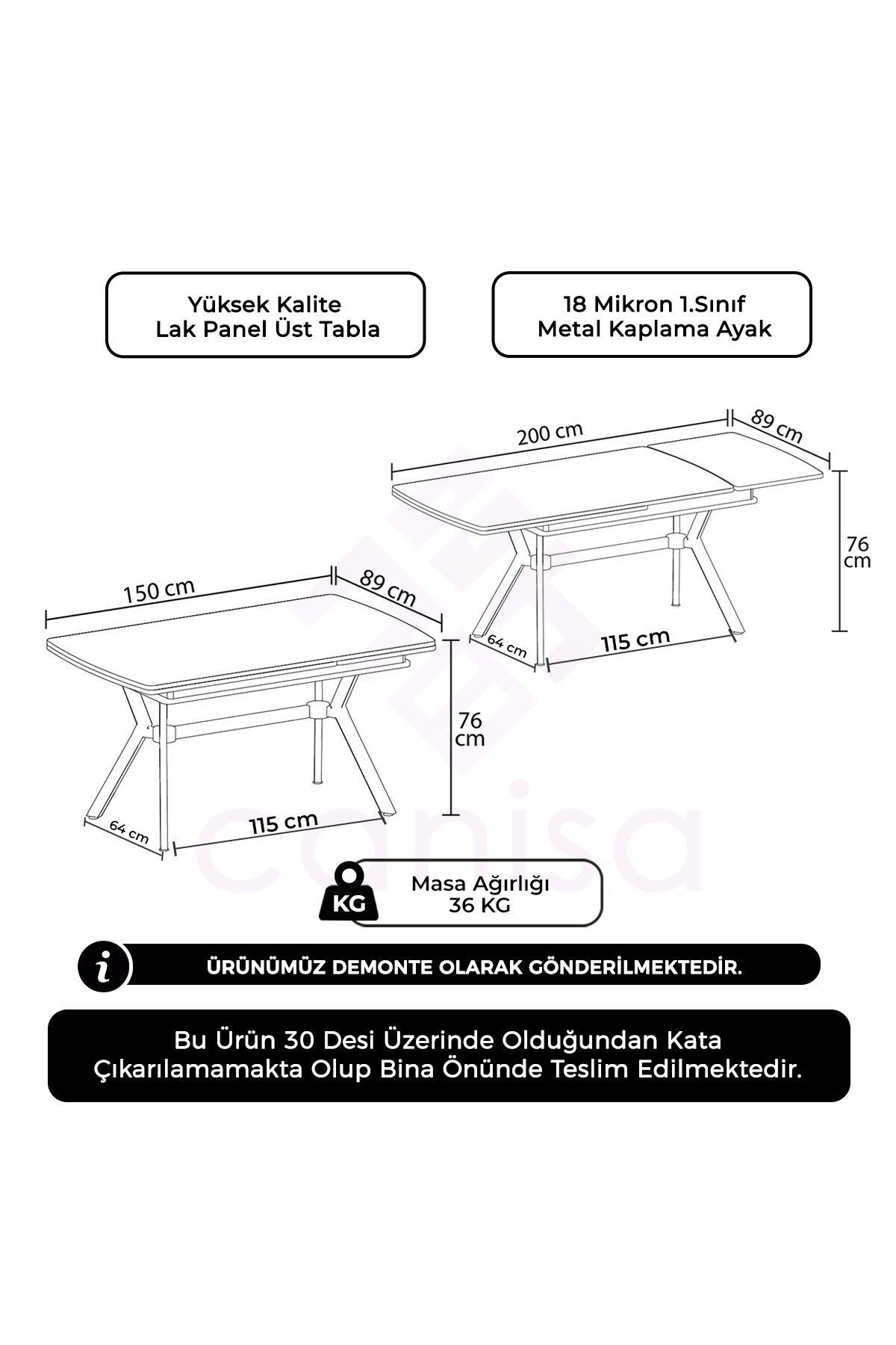 Poy Serisi 89x150 Açılabilir Lak Panel Gold Ayak Antrasit İroni Masa