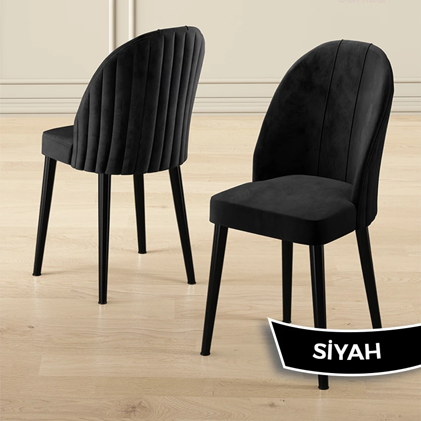 Kaye Serisi Mdf 90x168 Siyah Mermer Desen Mutfak Masası Takımı 6 Sandalye