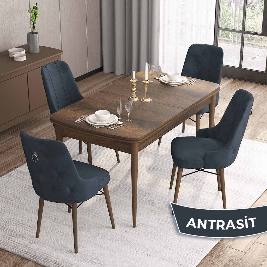 Antrasi̇t  Sandalye Barok Ahşap Desen Masa