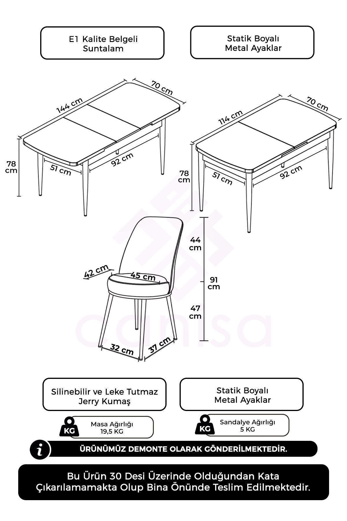 Kor Serisi 70x114 Açılabilir Barok Ahşap Desen Mutfak Masası Takımı ve 6 Sandalye