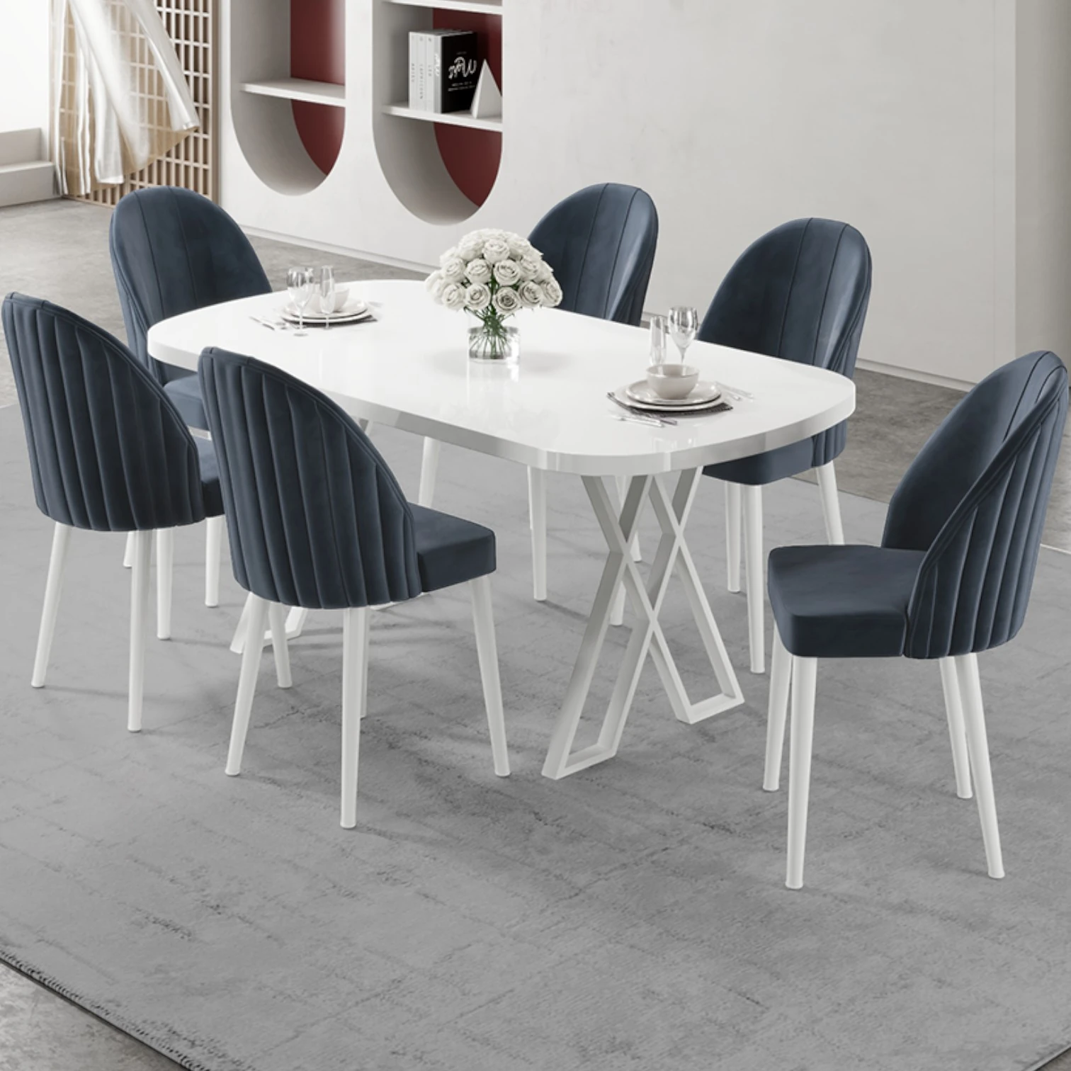 Beyaz Masa Antrasit Sandalye