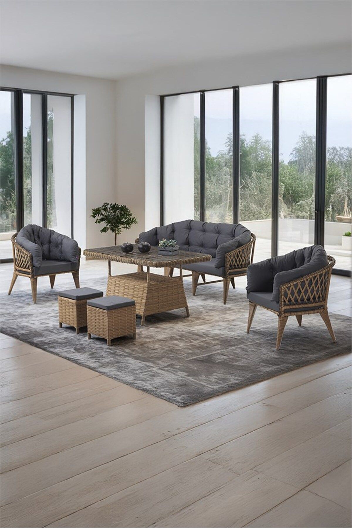 kahverengi rattan antrasit kumaş
