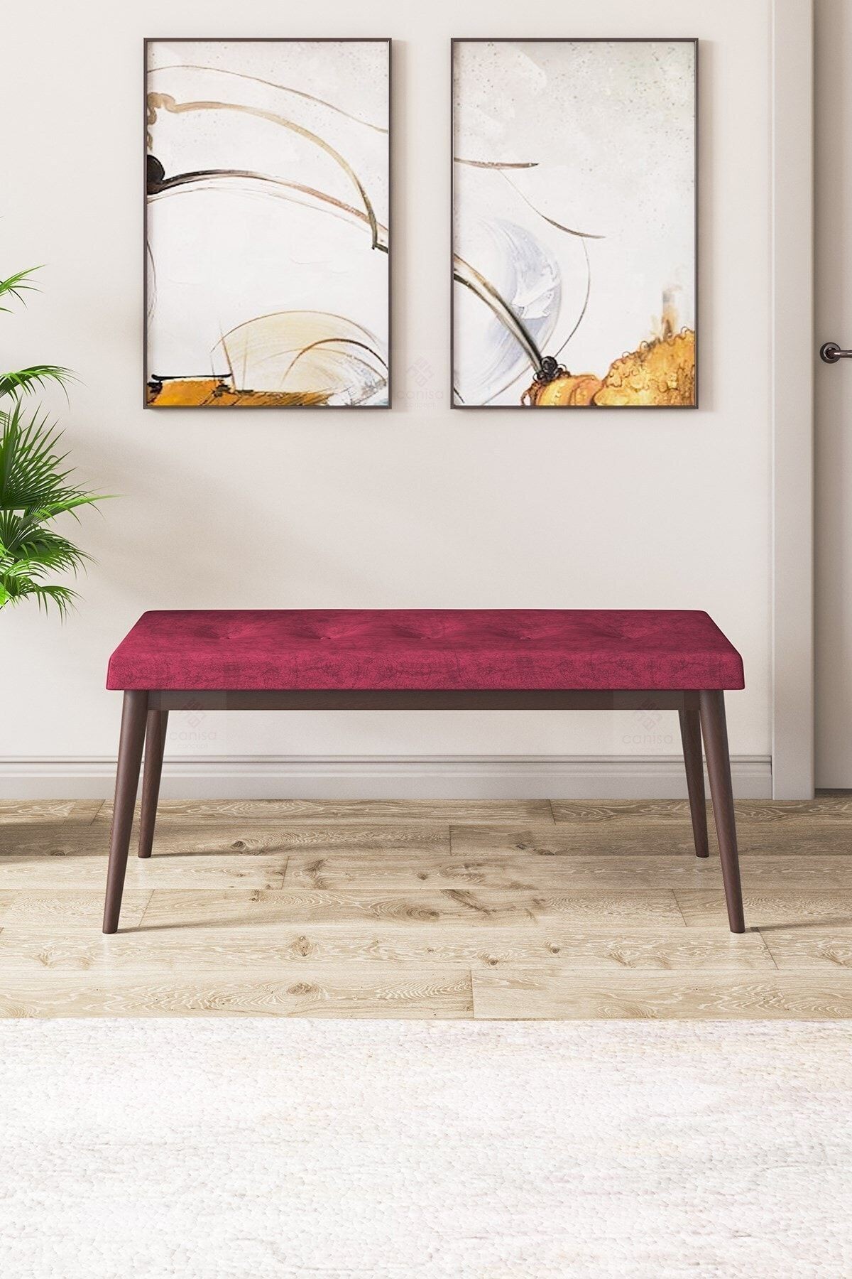 Canisa Pera Serisi Bench,gürgen Tam Isleket 1.sınıf Kumaş / Bordo-ceviz