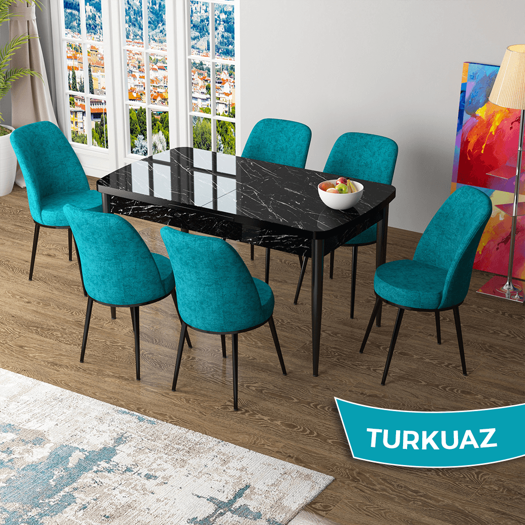 masa si̇yah sandalyeler turkuaz