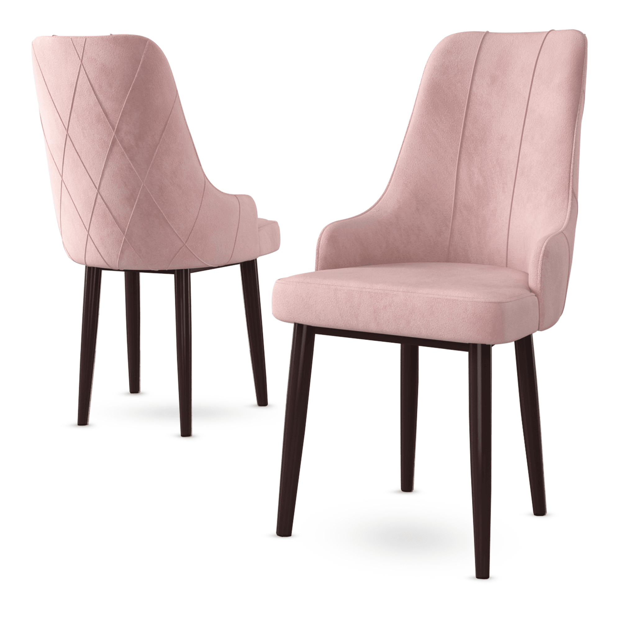 Pembe Renk Sandalye Kahverengi Metal Ayak