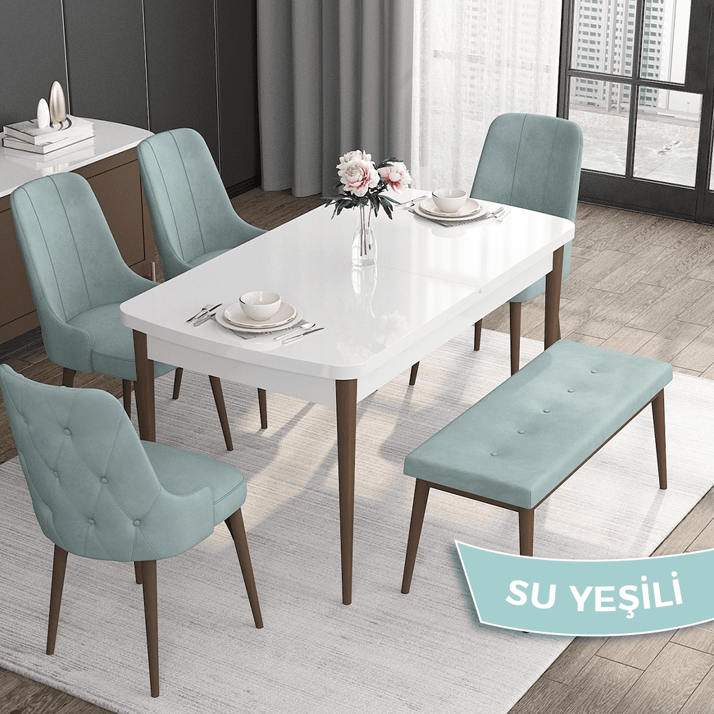 Sandalye su yeşili Renk Masa Beyaz