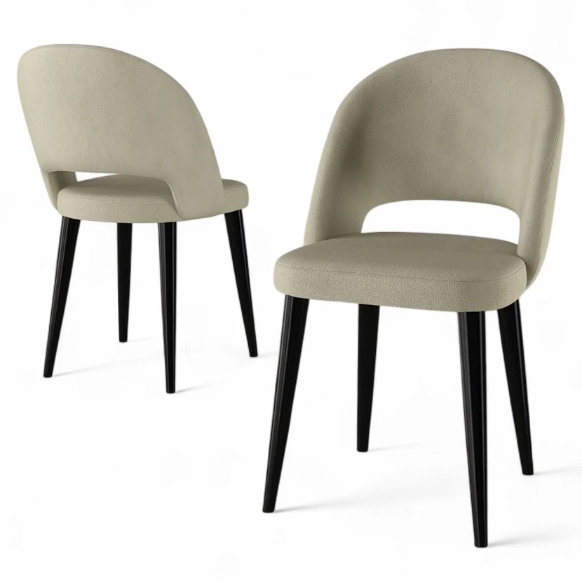 Pane Serisi 2 Adet Mutfak Sandalyesi Babyface Kumaş Siyah Ayak