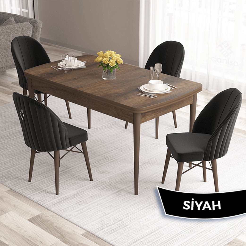 Sandalye Siyah masa siyah mermer desen