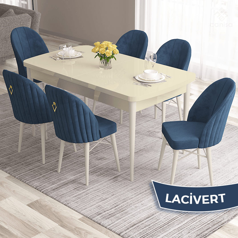 masa krem sandalye lacivert