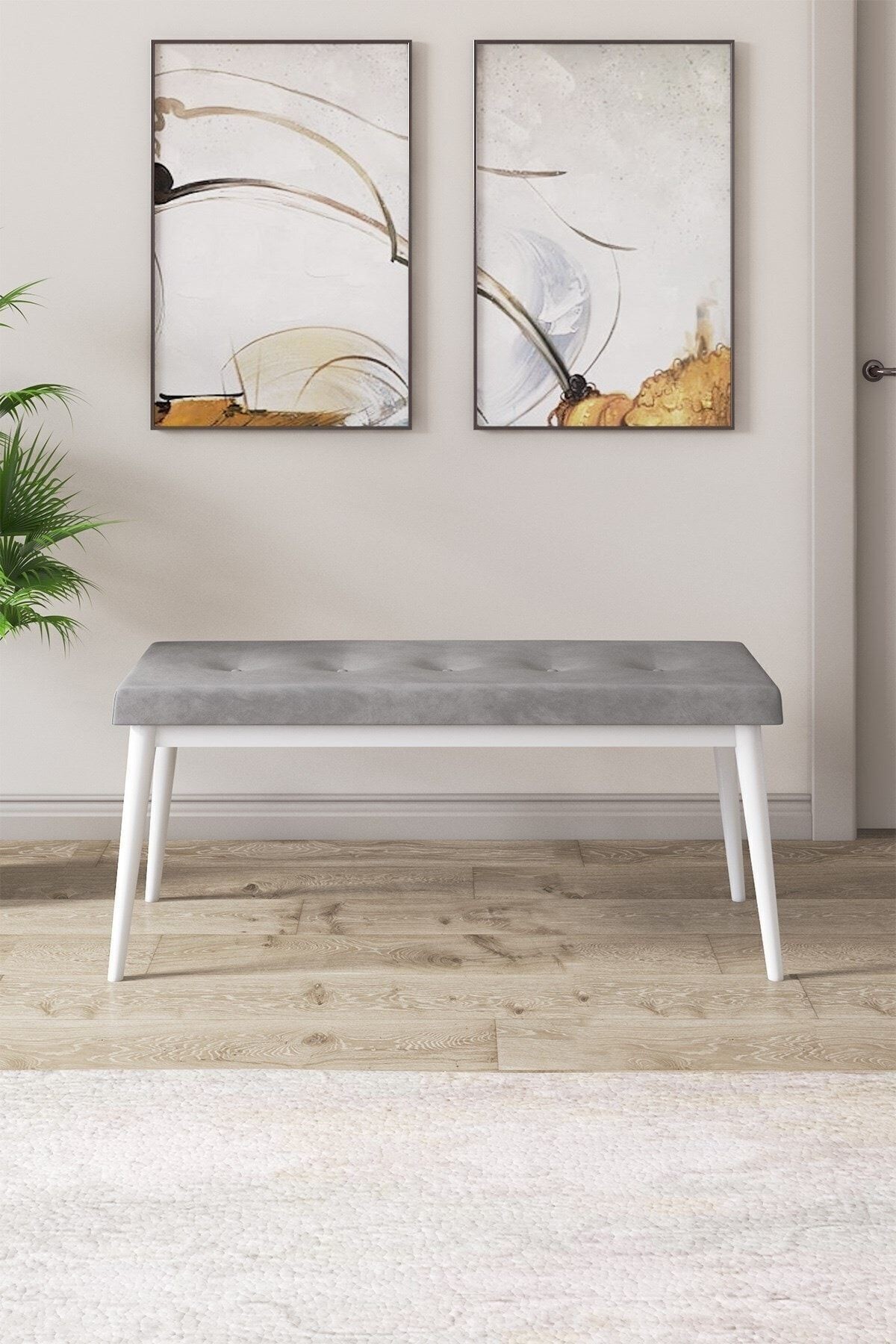 Rut Serisi 80x132 Açılabilir Beyaz Mermer Desen Masa Takımı 4 Sandalye Ve 1 Bench