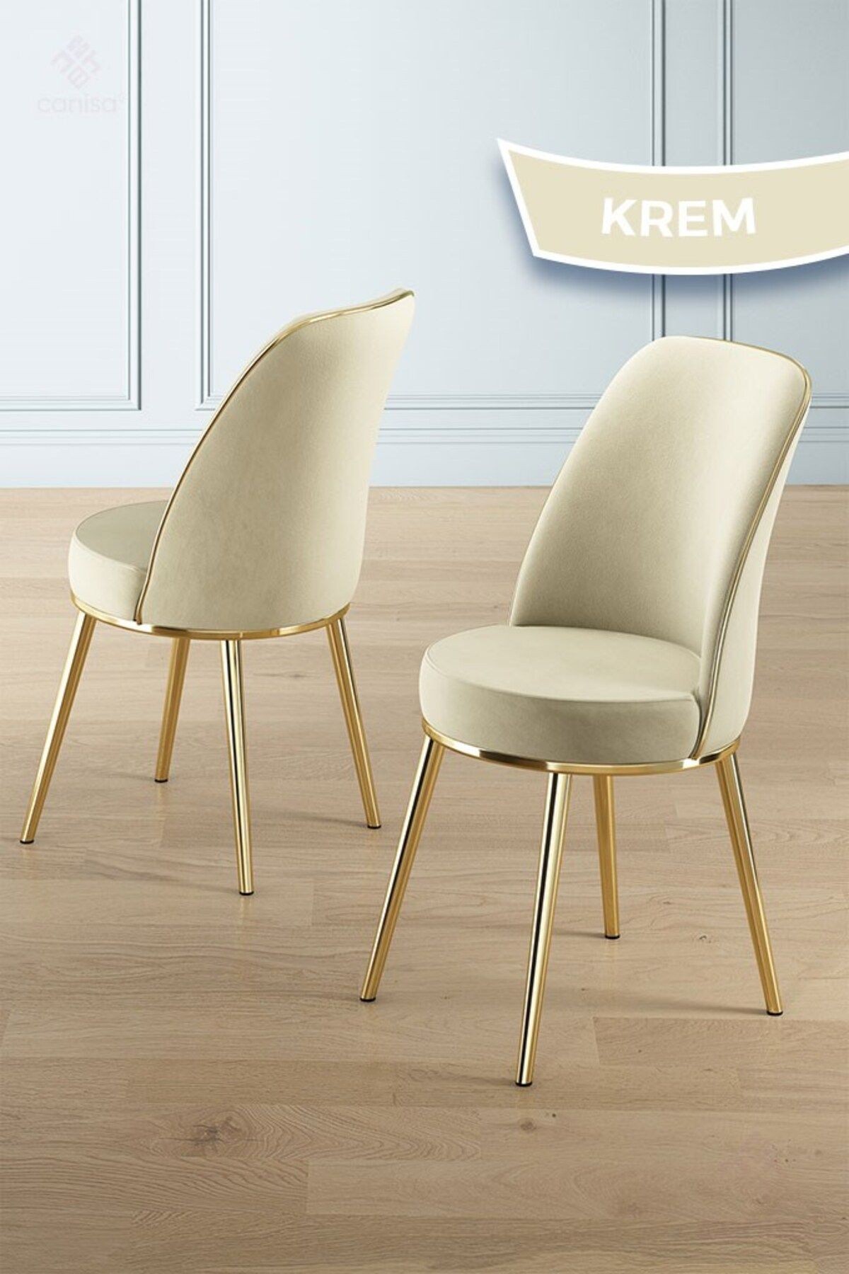 Vals Serisi 80x130 Lak Panel Sonata Masa ve 4 Sandalye Gold Kaplama Ayak