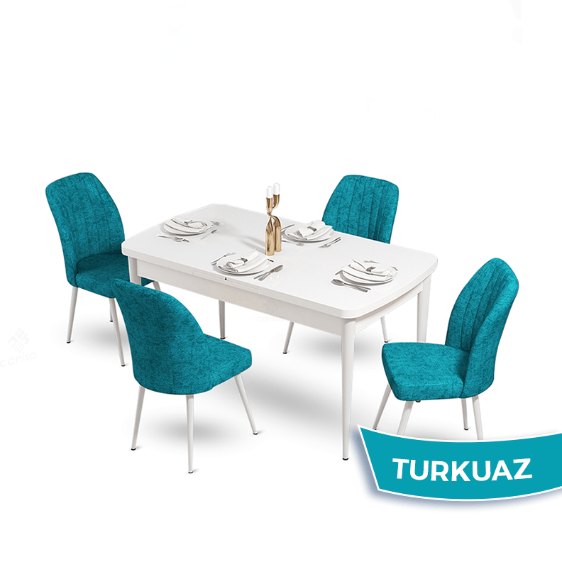 masa beyaz sandalyeler turkuaz