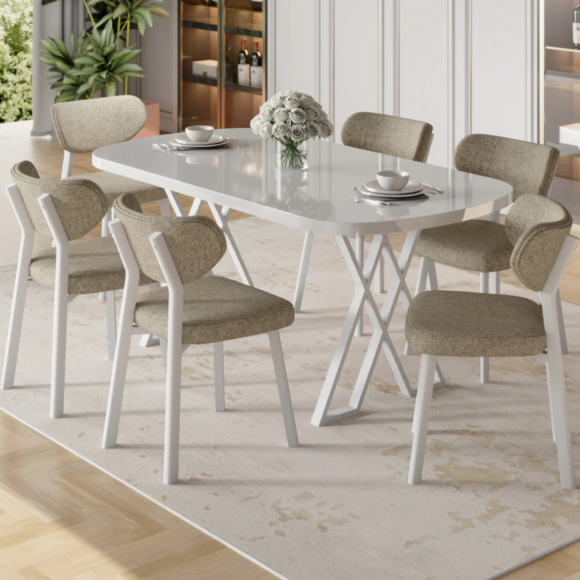 Cappucino Sandalye Beyaz Masa