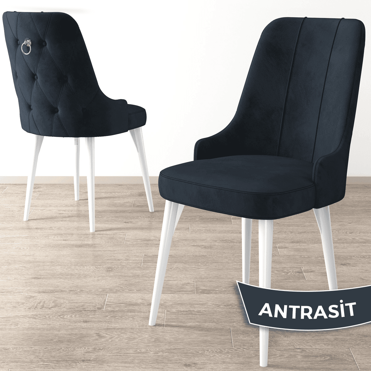 Noa Serisi 80x132 Mdf Açılabilir Gümüş Halka Beyaz Mermer Desen Masa Takımı Ve 4 Sandalye